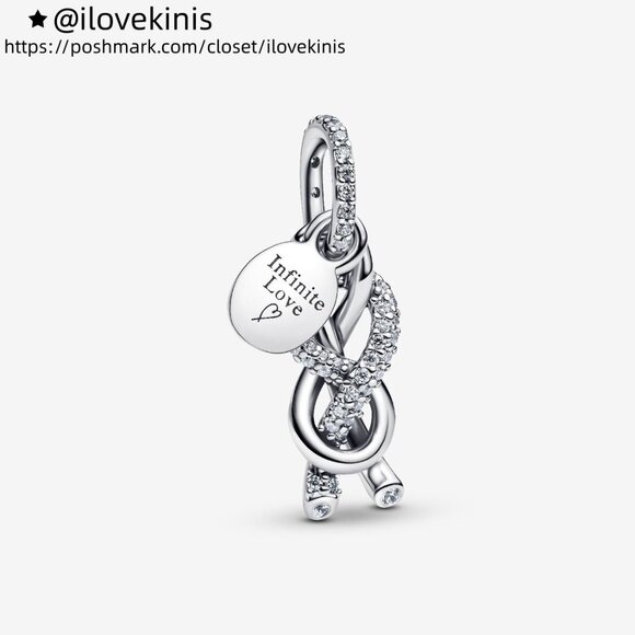 Pandora Pavé Infinity Knot Dangle Charm - Picture 1 of 6